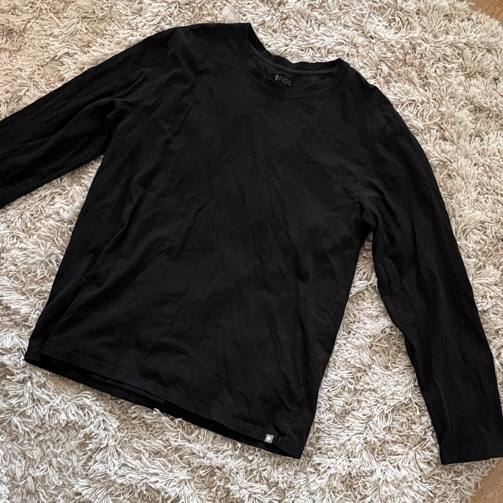FIGS Men's Black Long-Sleeve 100% Pima Cotton Tee